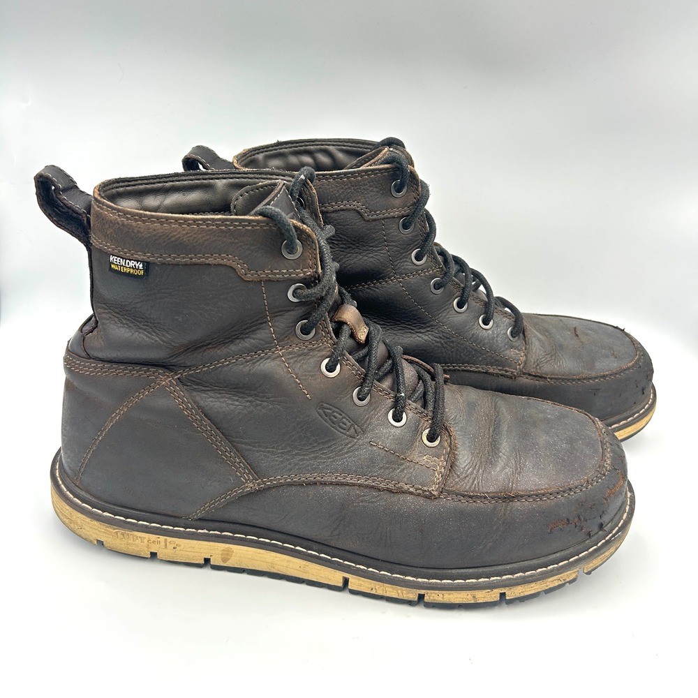 KEEN Mens San Jose 6" Work Boots Leather Waterproof Aluminum Toe Brown 12 EE